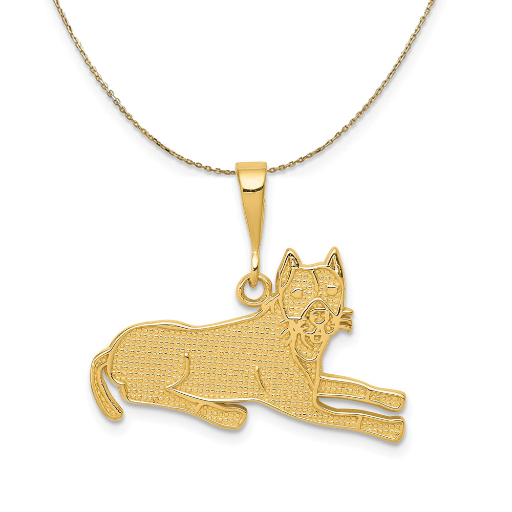 14k Yellow Gold Pit Bull Necklace, Item N20332 by The Black Bow Jewelry Co.