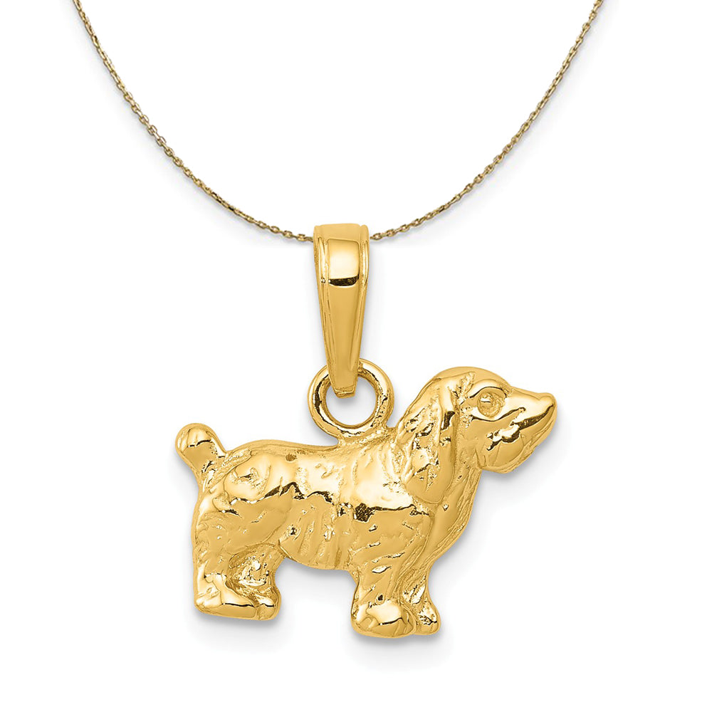 14k Yellow Gold Sm 2D Cocker Spaniel Necklace, Item N20343 by The Black Bow Jewelry Co.