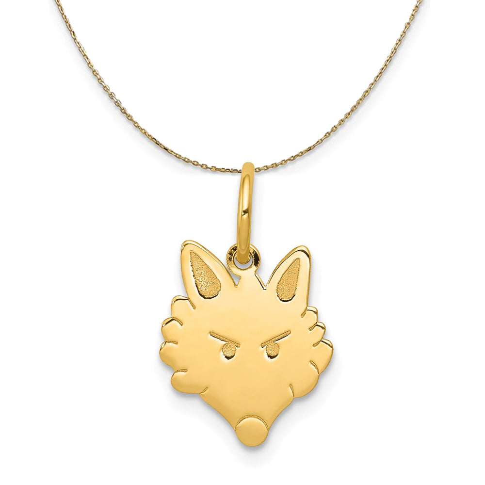 14k Yellow Gold Fox Head Necklace, Item N20384 by The Black Bow Jewelry Co.