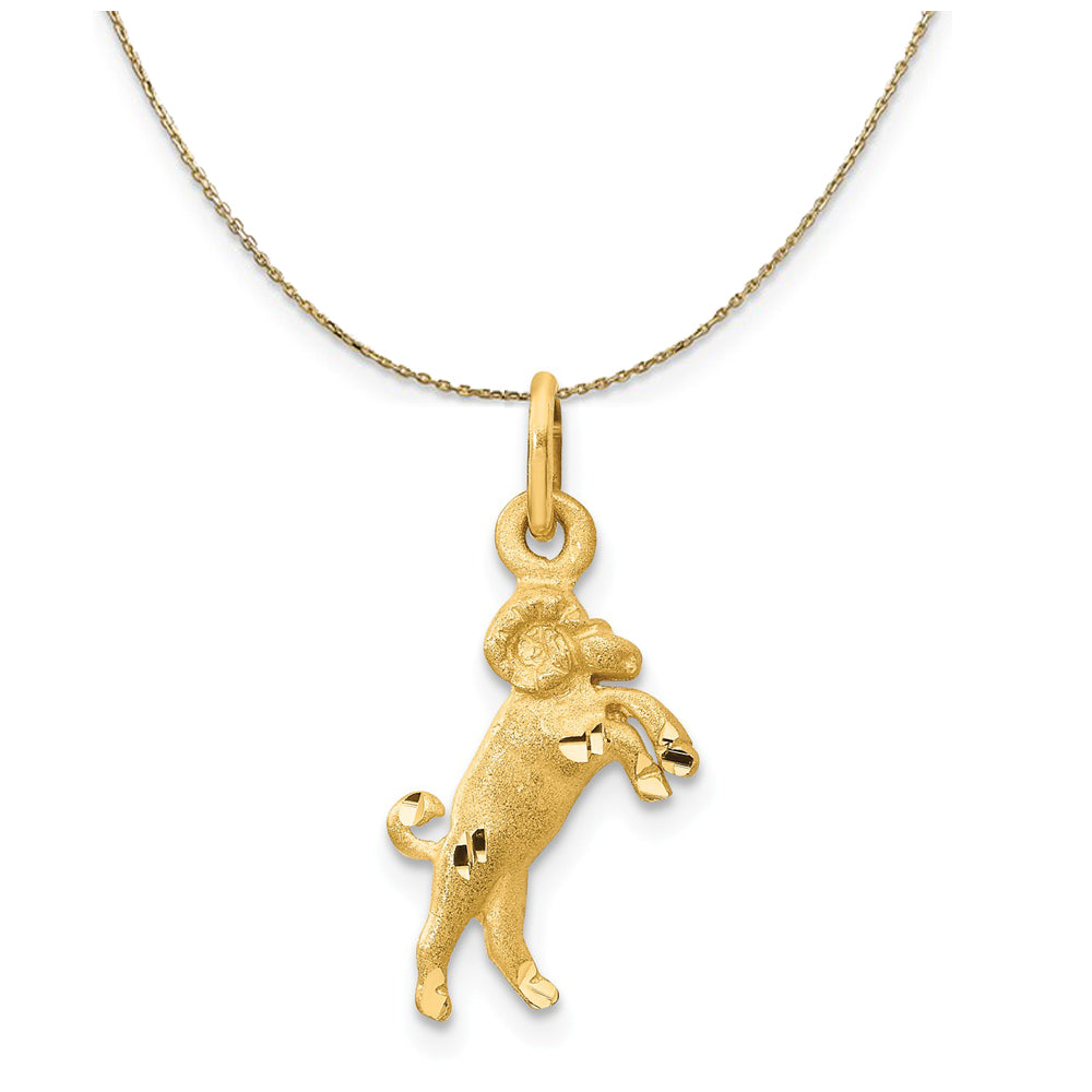 14k Yellow Gold Aries the Ram Zodiac Diamond Cut Necklace, Item N20390 by The Black Bow Jewelry Co.
