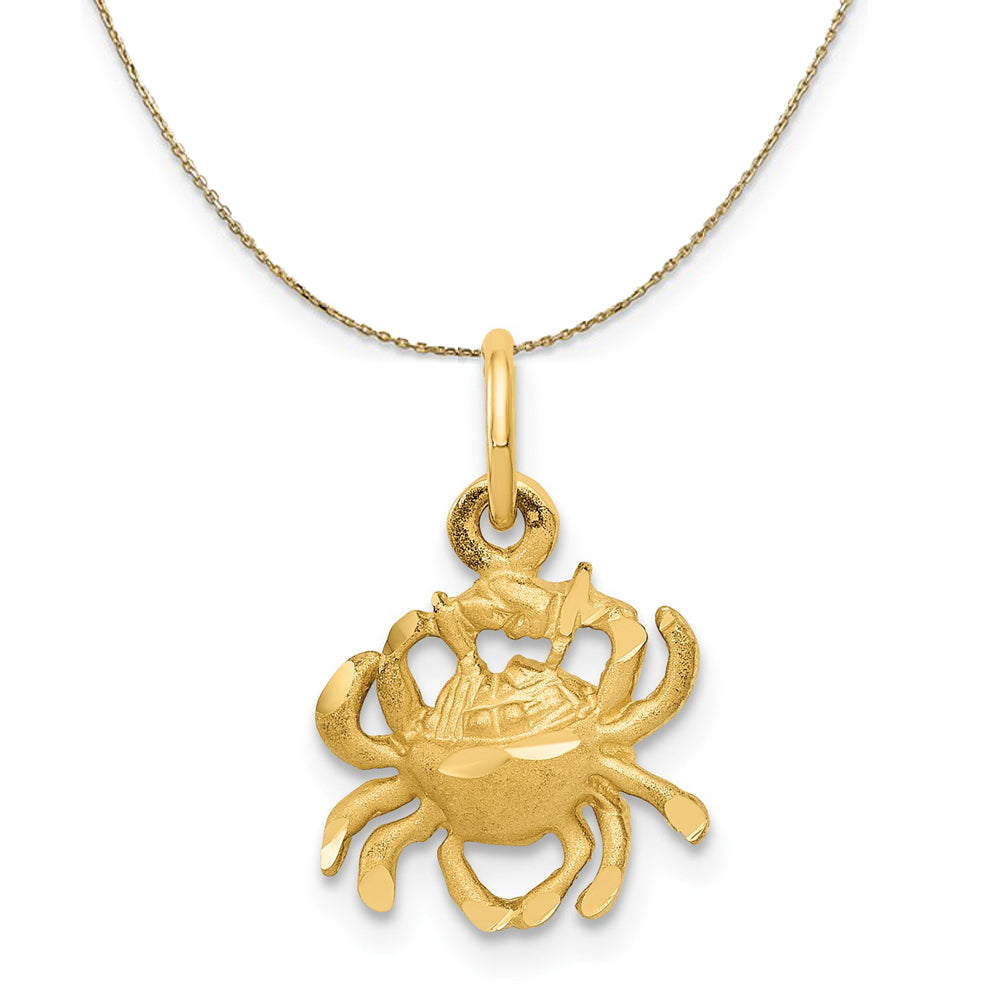 14k Yellow Gold Cancer the Crab Zodiac Diamond Cut Necklace, Item N20393 by The Black Bow Jewelry Co.