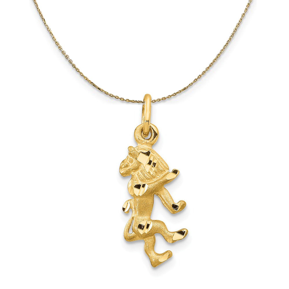 14k Yellow Gold Leo the Lion Zodiac Diamond Cut Necklace, Item N20394 by The Black Bow Jewelry Co.