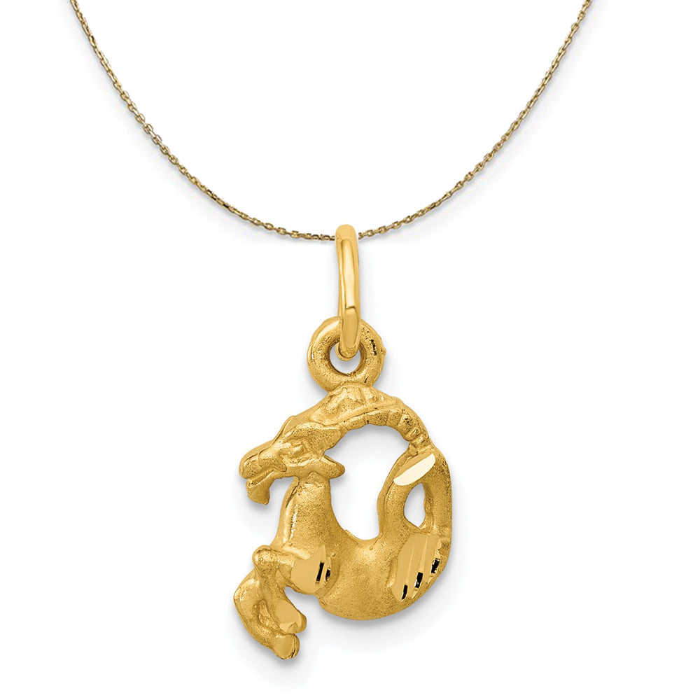 14k Yellow Gold Capricorn the Goat Zodiac Necklace, Item N20399 by The Black Bow Jewelry Co.