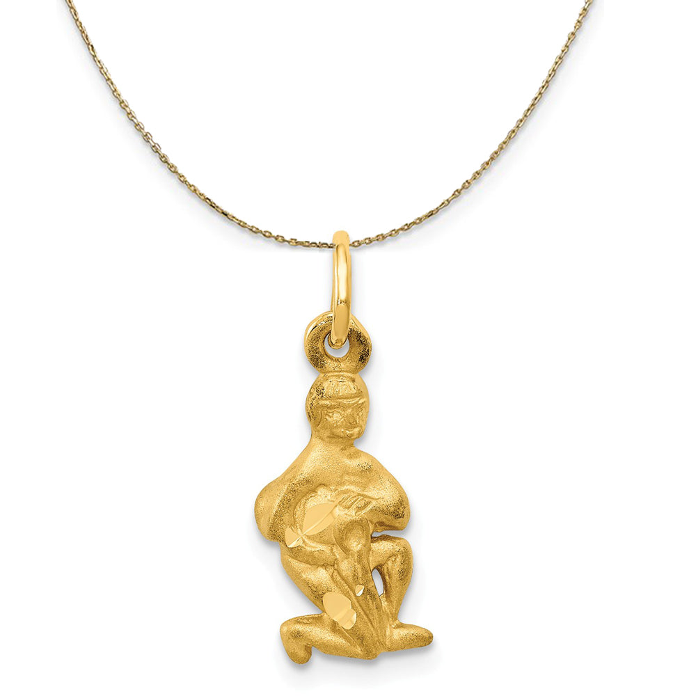 14k Yellow Gold Aquarius the Water Bearer Zodiac Necklace, Item N20400 by The Black Bow Jewelry Co.
