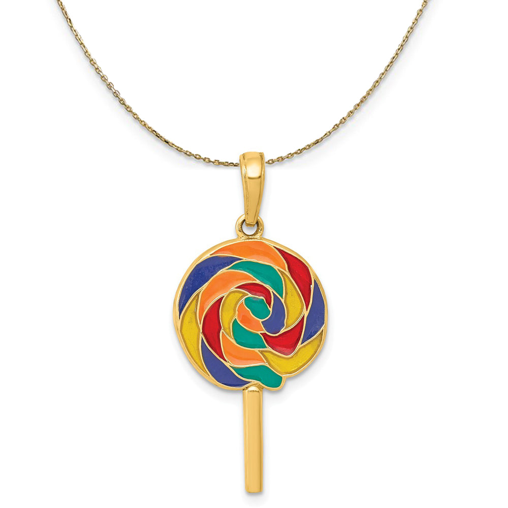 14k Yellow Gold and Enamel Lollipop Necklace, Item N20431 by The Black Bow Jewelry Co.