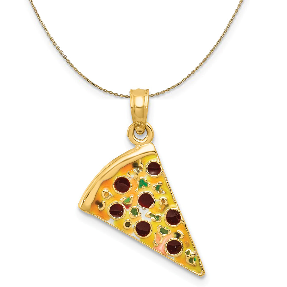 14k Yellow Gold Enameled Pizza Slice Necklace, Item N20432 by The Black Bow Jewelry Co.