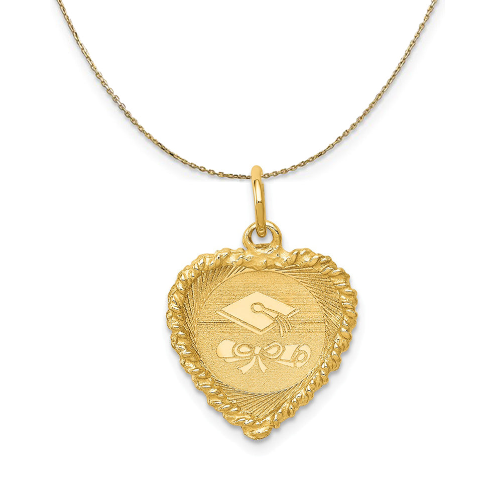 14k Yellow Gold Graduation Heart Necklace, 15mm, Item N20470 by The Black Bow Jewelry Co.