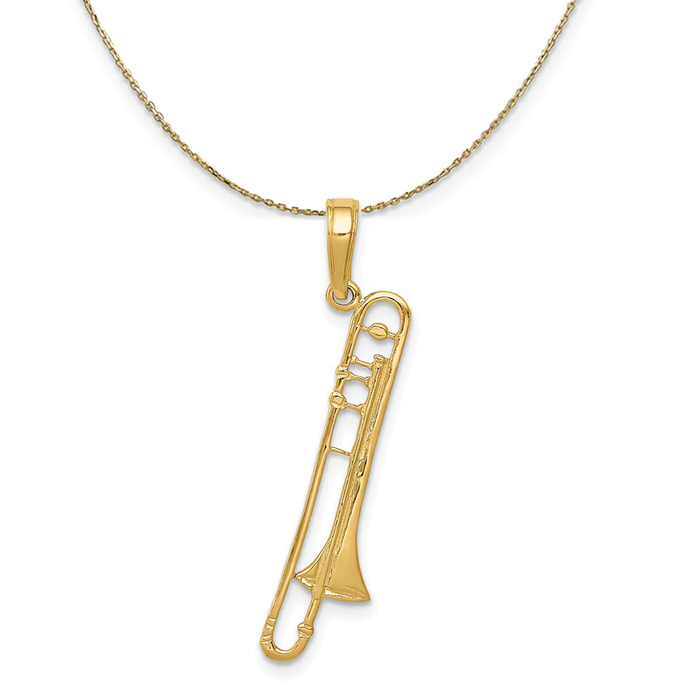 14k Yellow Gold Trombone Necklace, Item N20487 by The Black Bow Jewelry Co.