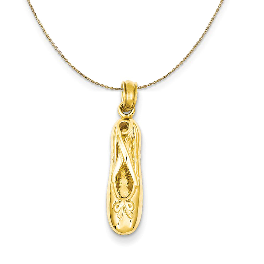 14k Yellow Gold Tied Ballet Slipper Necklace, Item N20530 by The Black Bow Jewelry Co.