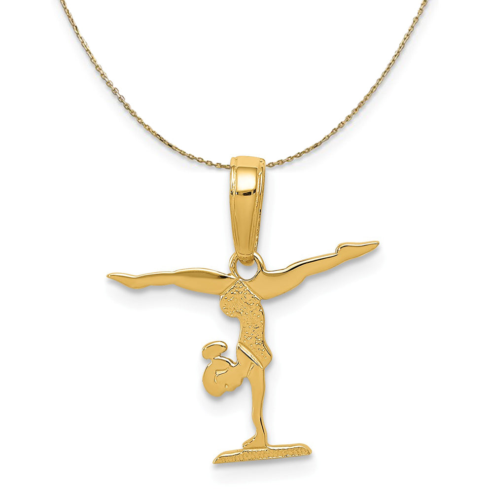 14k Yellow Gold 16mm Polished Gymnastics Necklace, Item N20542 by The Black Bow Jewelry Co.