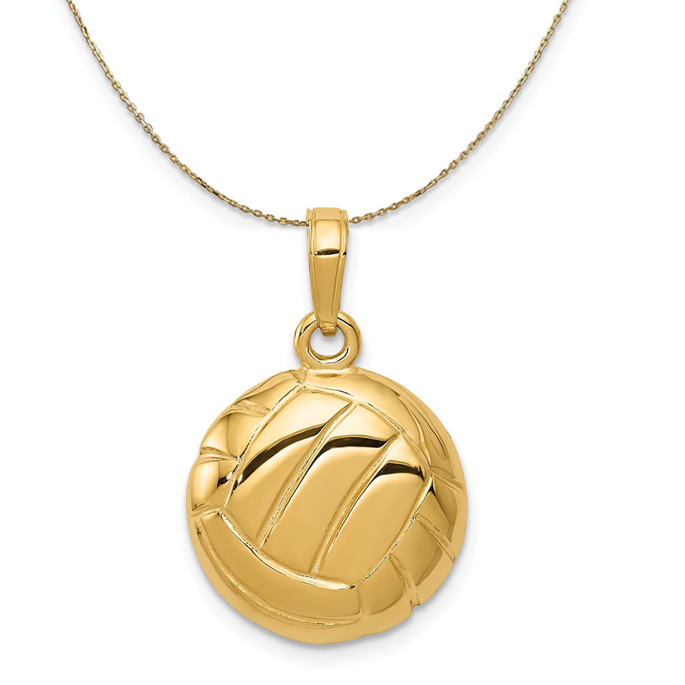 14k Yellow Gold Polished Volleyball Necklace, 15mm, Item N20549 by The Black Bow Jewelry Co.