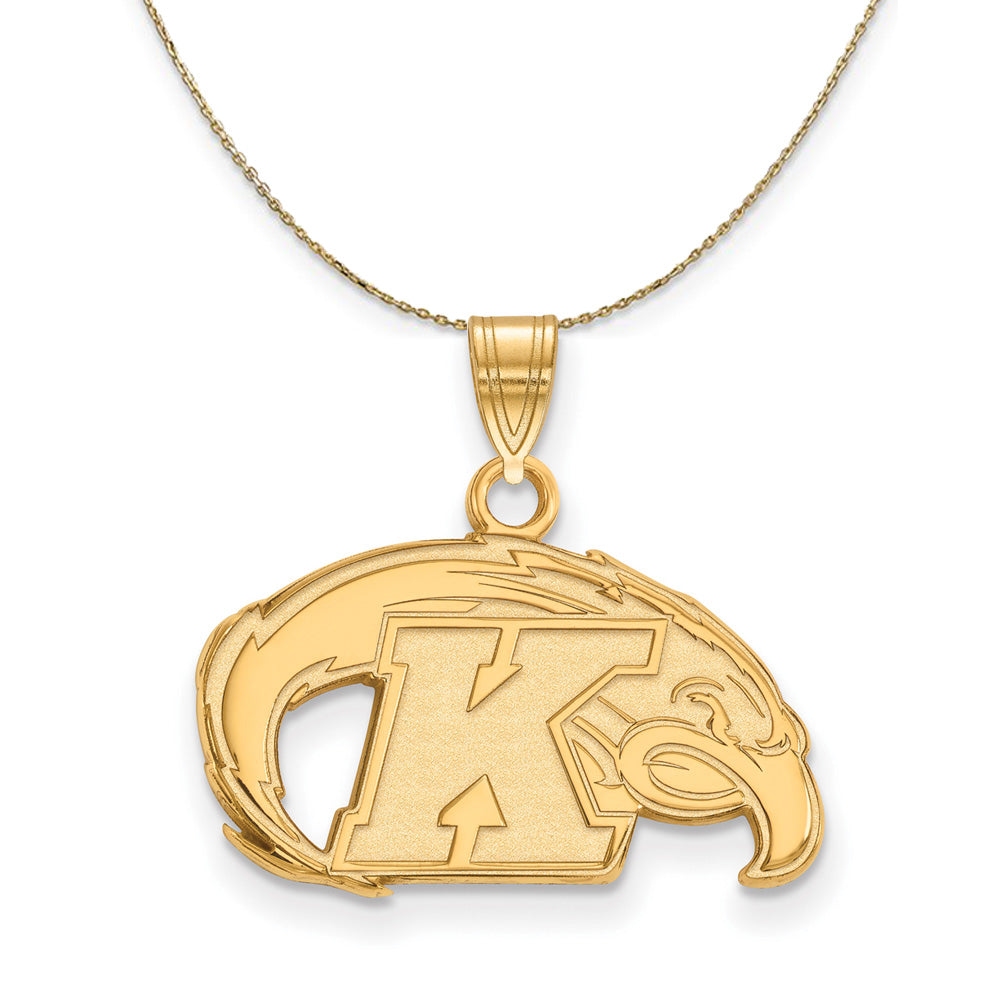 14k Yellow Gold Kent State Small Logo Necklace, Item N20570 by The Black Bow Jewelry Co.
