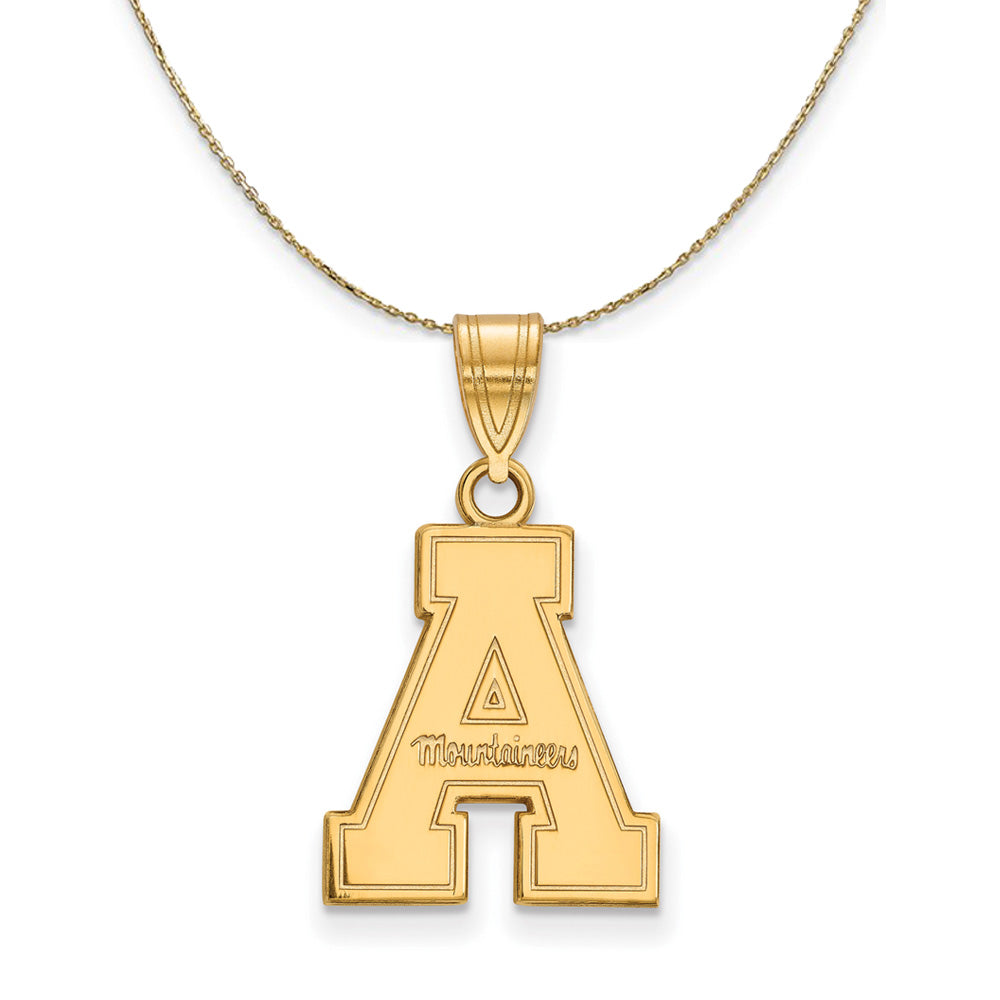 14k Yellow Gold Appalachian State Md &#39;A&#39; Logo Necklace, Item N20678 by The Black Bow Jewelry Co.