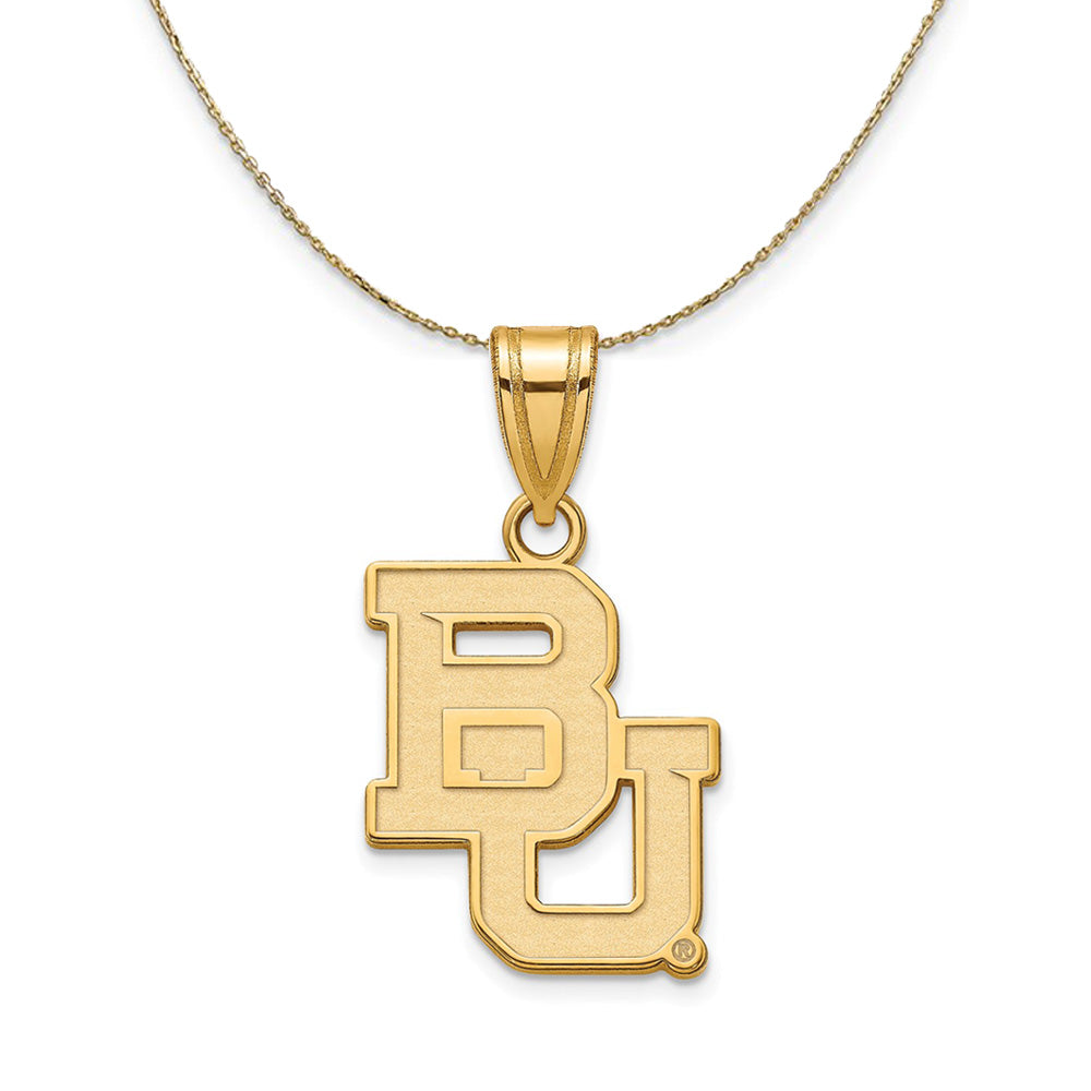 14K Yellow Gold Baylor U Medium Logo Necklace - 22 inch by The Black Bow Jewelry Co.