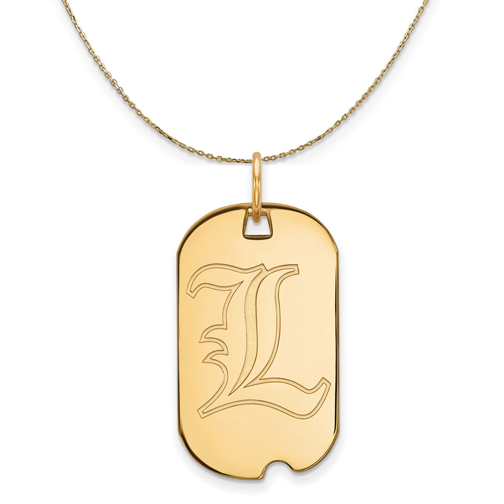 14k Yellow Gold U. of Louisville Dog Tag Necklace, Item N20781 by The Black Bow Jewelry Co.