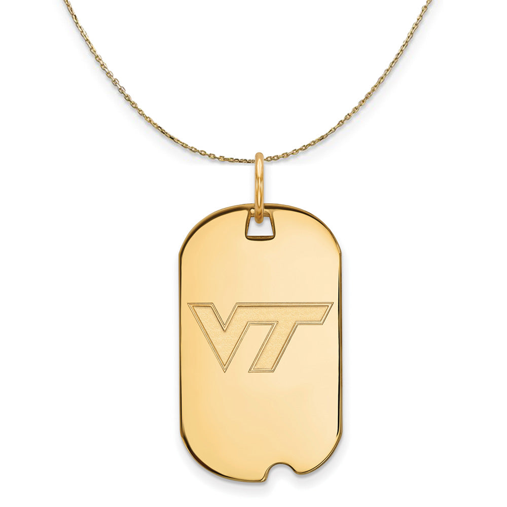 14k Yellow Gold Virginia Tech Dog Tag Necklace, Item N20784 by The Black Bow Jewelry Co.