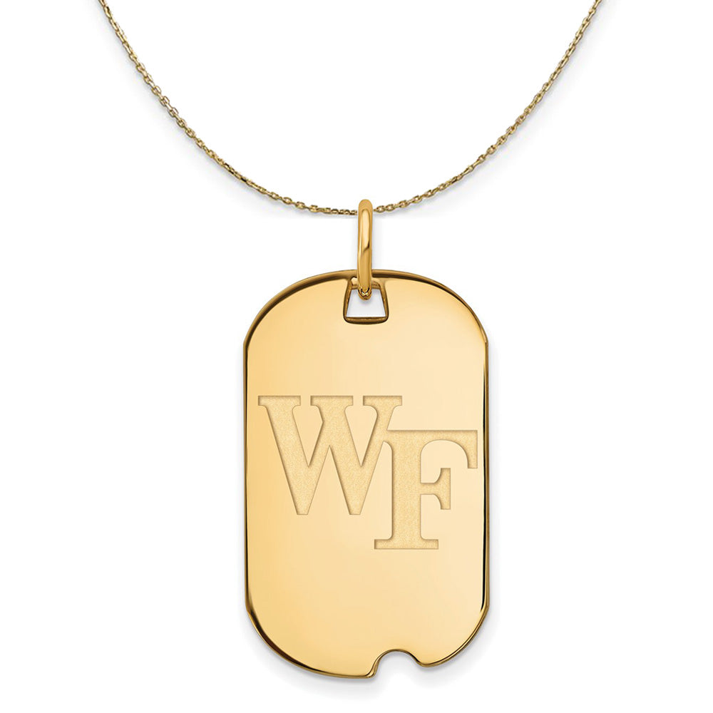 14k Yellow Gold Wake Forest U. Dog Tag Necklace, Item N20785 by The Black Bow Jewelry Co.