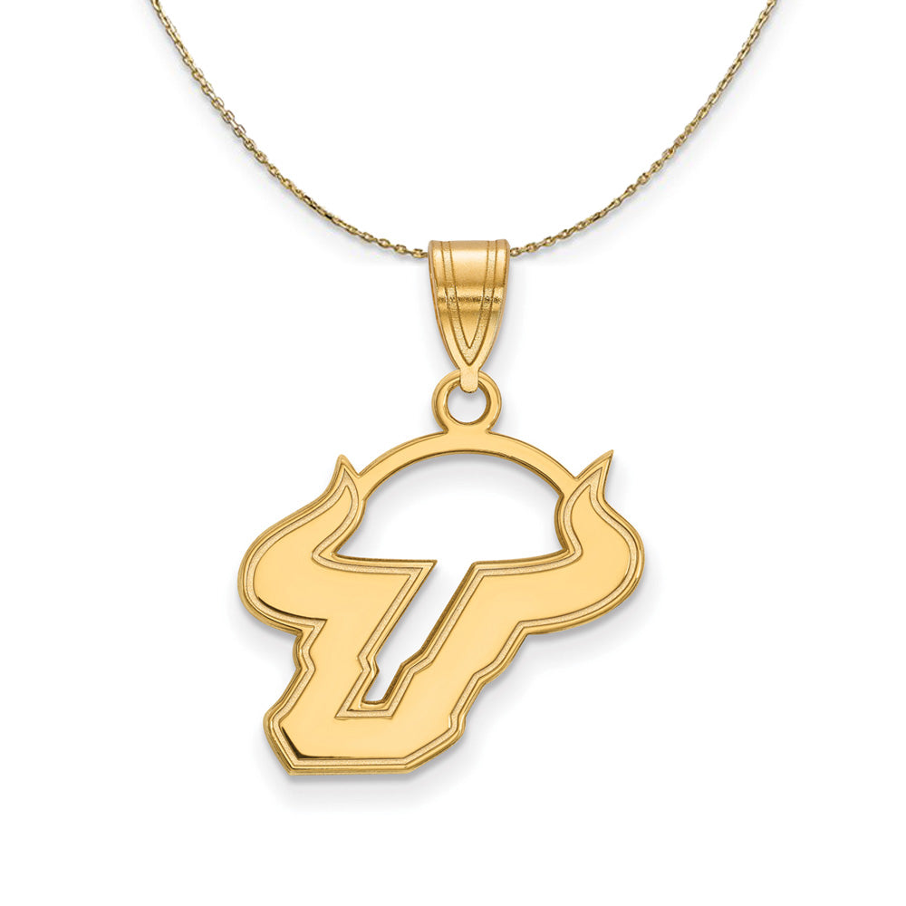 14k Yellow Gold South Florida Bulls Md Logo Necklace, Item N21004 by The Black Bow Jewelry Co.