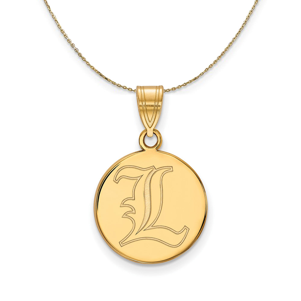 14k Yellow Gold U. of Louisville Medium Disc Necklace
