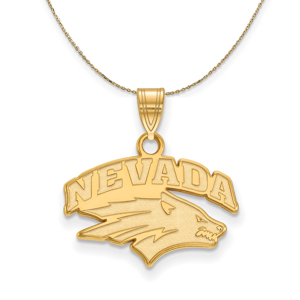 14k Yellow Gold U. of Nevada Small Mascot Necklace, Item N21129 by The Black Bow Jewelry Co.