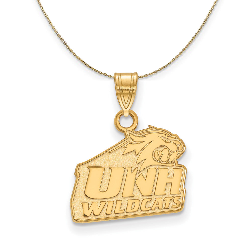 14k Yellow Gold U. of New Hampshire Small Logo Necklace, Item N21176 by The Black Bow Jewelry Co.