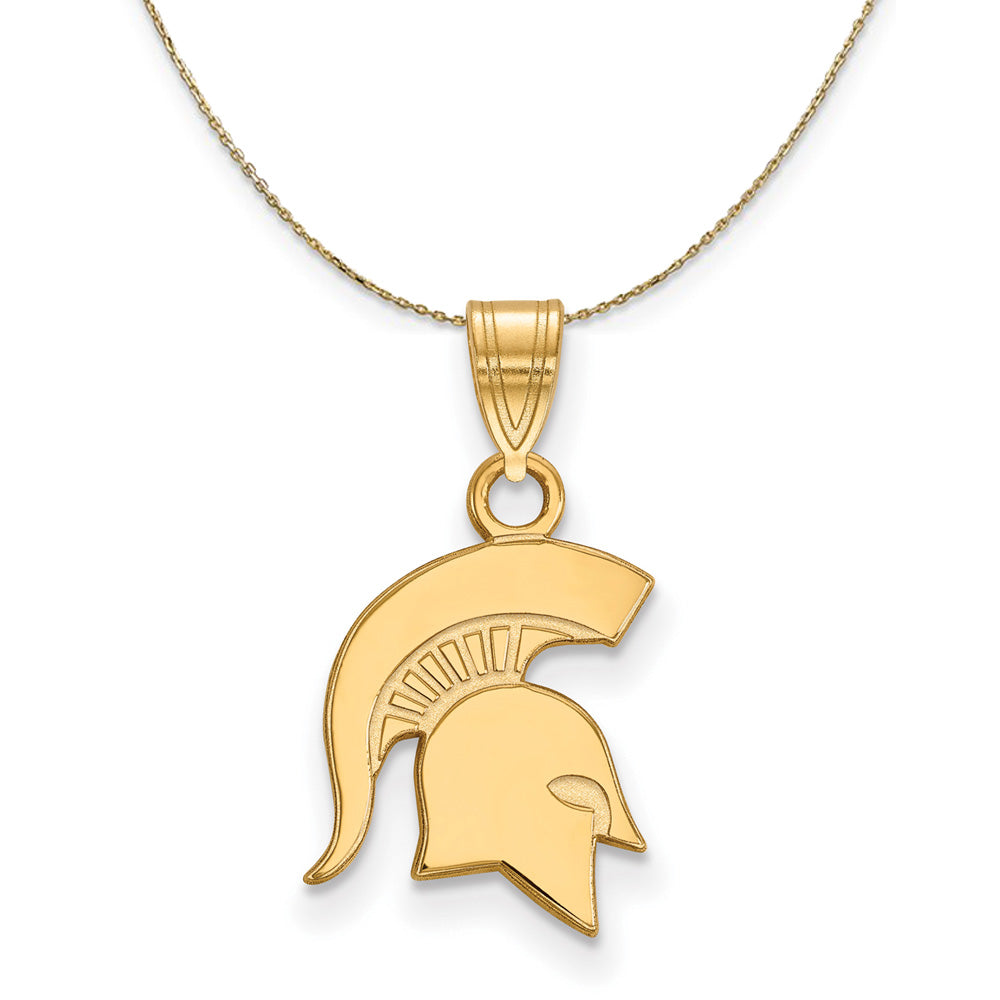 14k Yellow Gold Michigan State Small Spartans Necklace, Item N21270 by The Black Bow Jewelry Co.
