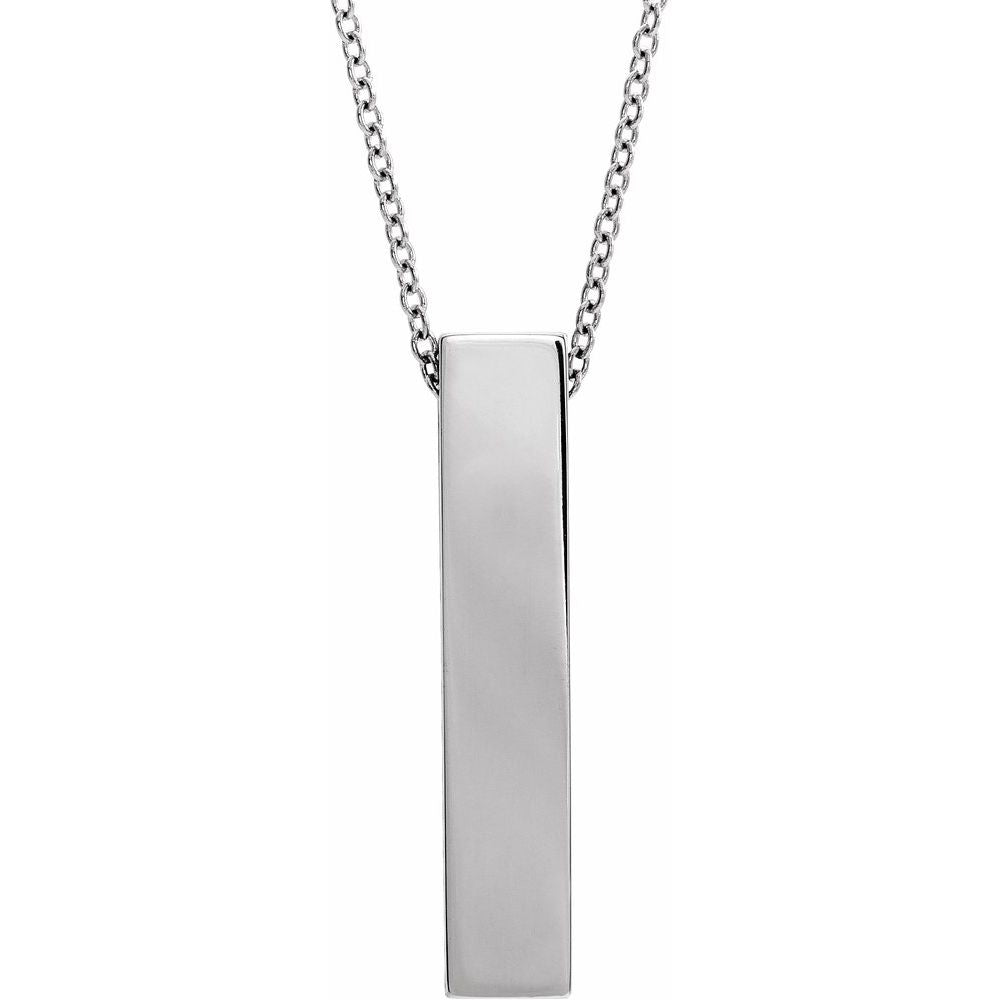 14k White Gold Brushed Vertical Bar Slide Necklace, Item N21420 by The Black Bow Jewelry Co.