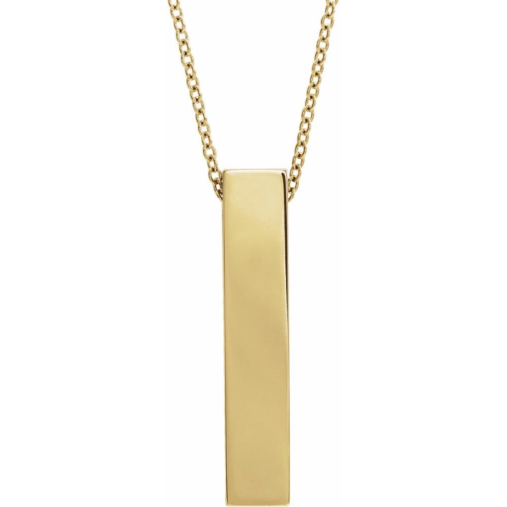 Alternate view of the 14k Yellow Gold Brushed Vertical Bar Slide Necklace by The Black Bow Jewelry Co.