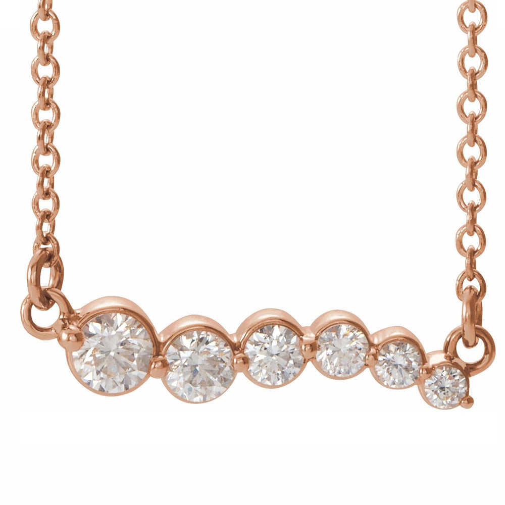 14k Rose Gold 1/4 Ctw Diamond Graduated Bar Necklace, 16 or 18 Inch, Item N21447 by The Black Bow Jewelry Co.