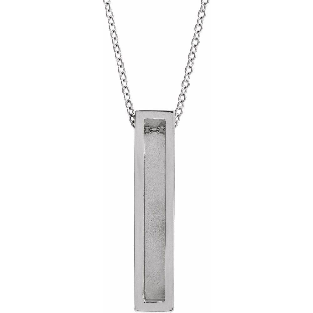 Alternate view of the Platinum Brushed Vertical Bar Slide Necklace, 16-18 Inch by The Black Bow Jewelry Co.