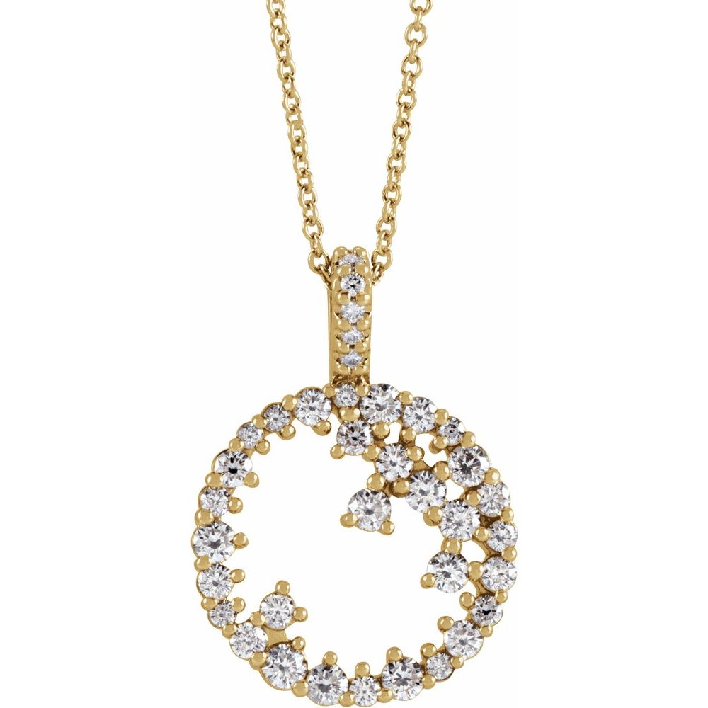 14k Yellow Gold &amp; 3/4 Ctw Diamond Scattered Circle Necklace, 16-18 In, Item N21462 by The Black Bow Jewelry Co.