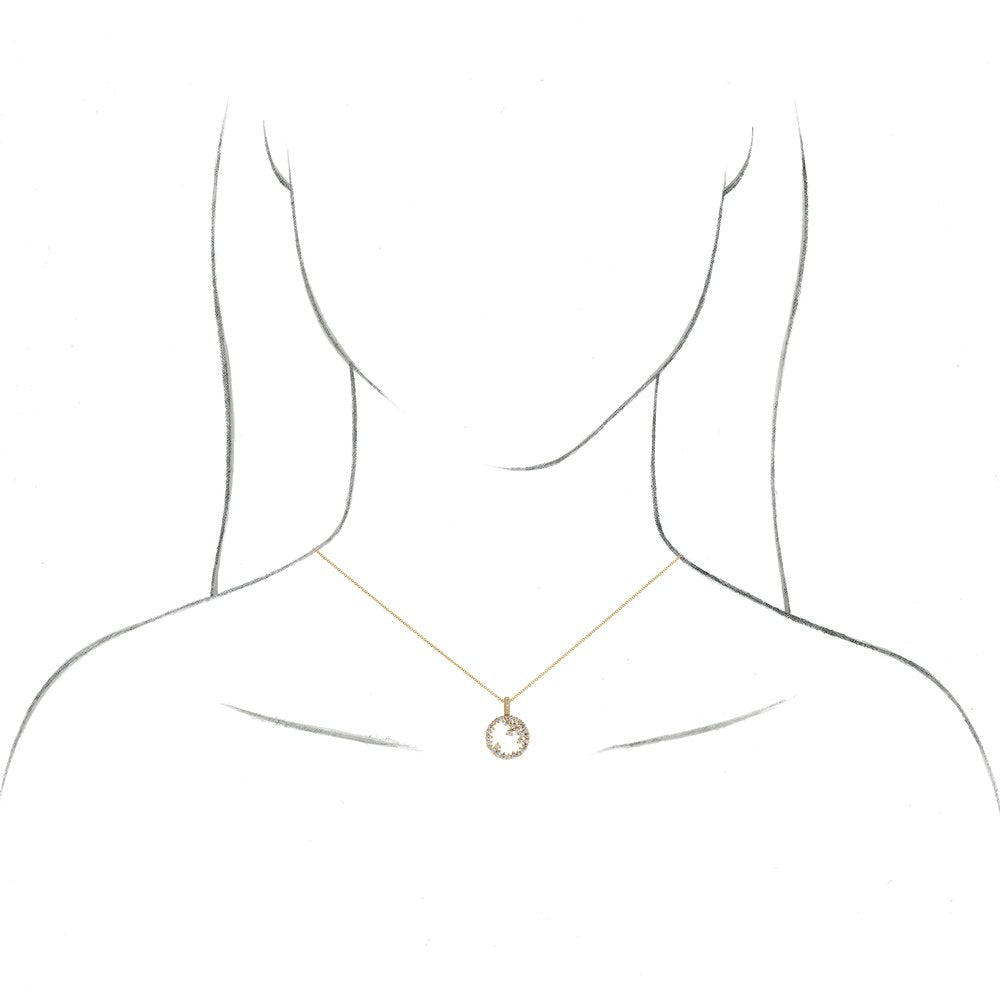 Alternate view of the 14k Yellow Gold &amp; 3/4 Ctw Diamond Scattered Circle Necklace, 16-18 In by The Black Bow Jewelry Co.