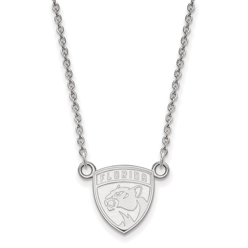 10k White Gold NHL Florida Panthers Small Necklace, 18 Inch, Item N22299 by The Black Bow Jewelry Co.