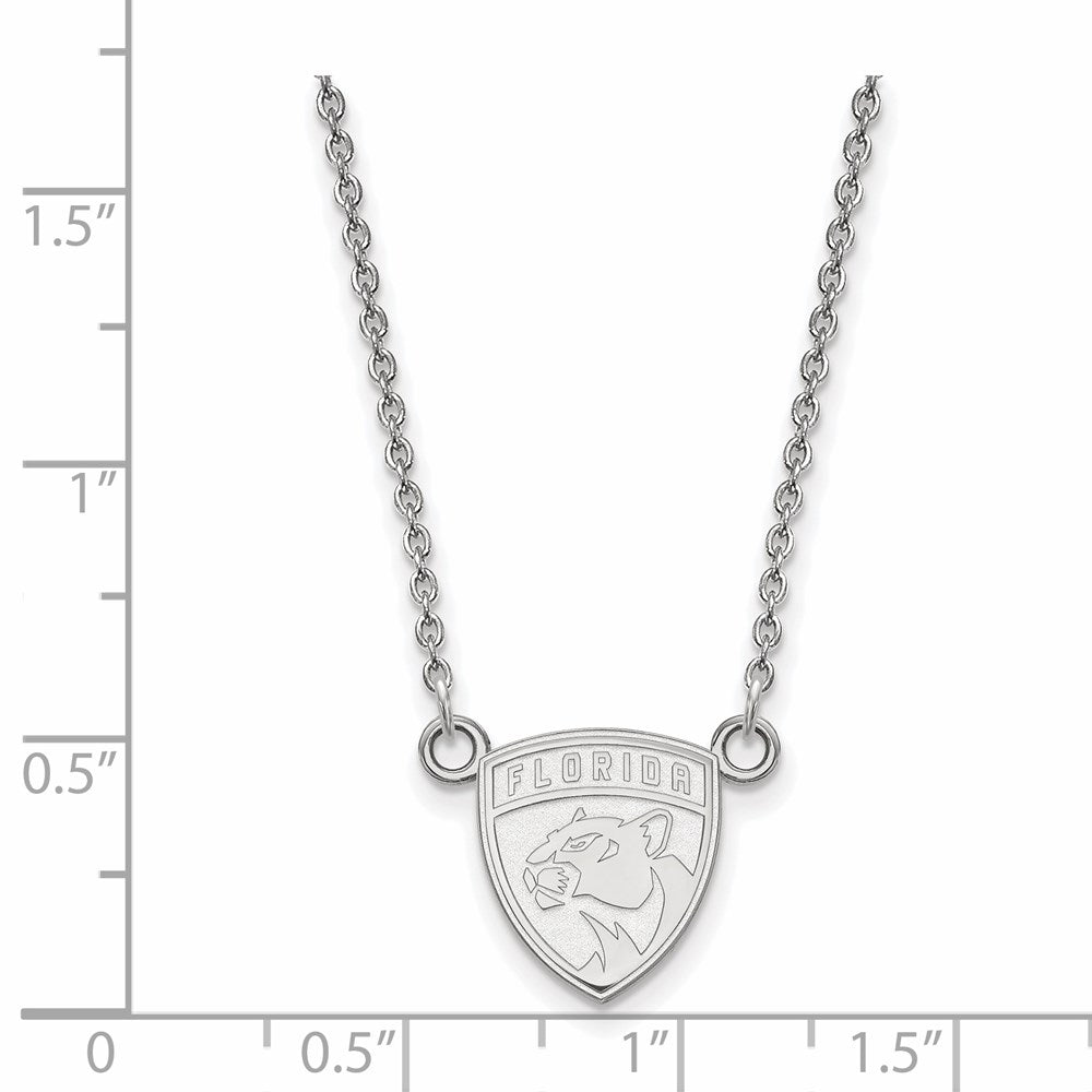 Alternate view of the 10k White Gold NHL Florida Panthers Small Necklace, 18 Inch by The Black Bow Jewelry Co.