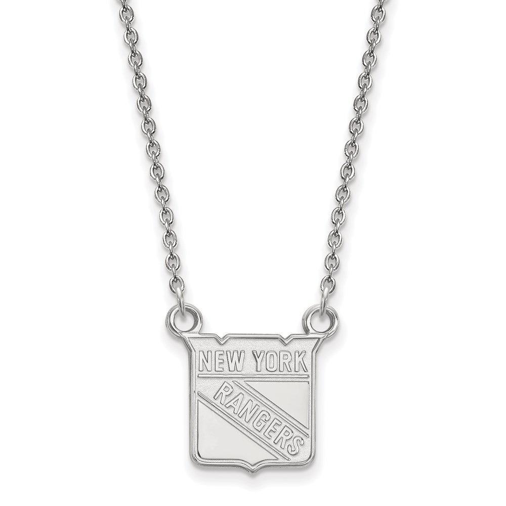 10k White Gold NHL New York Rangers Small Necklace, 18 Inch, Item N22313 by The Black Bow Jewelry Co.