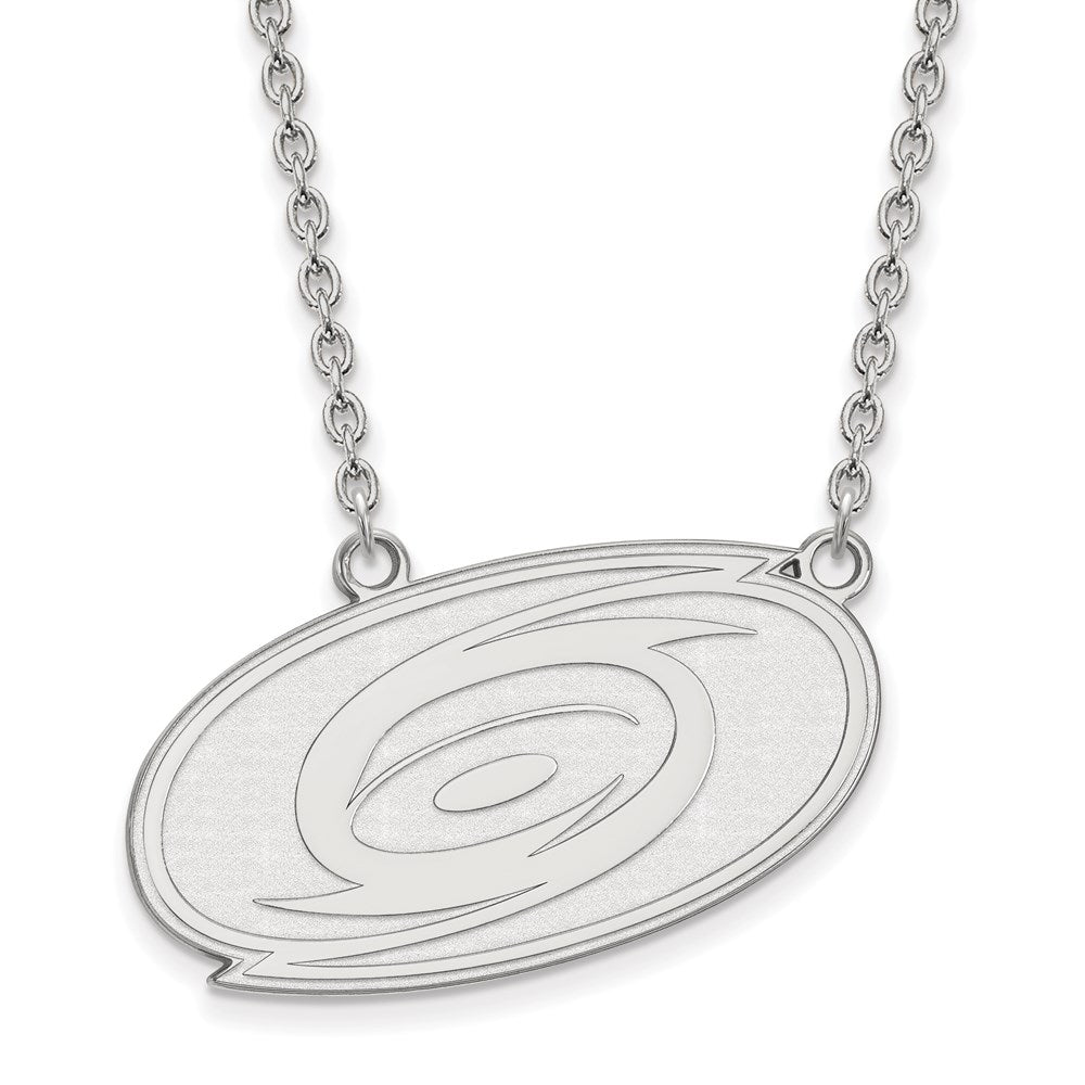 10k White Gold NHL Carolina Hurricanes Large Necklace, 18 Inch, Item N22328 by The Black Bow Jewelry Co.