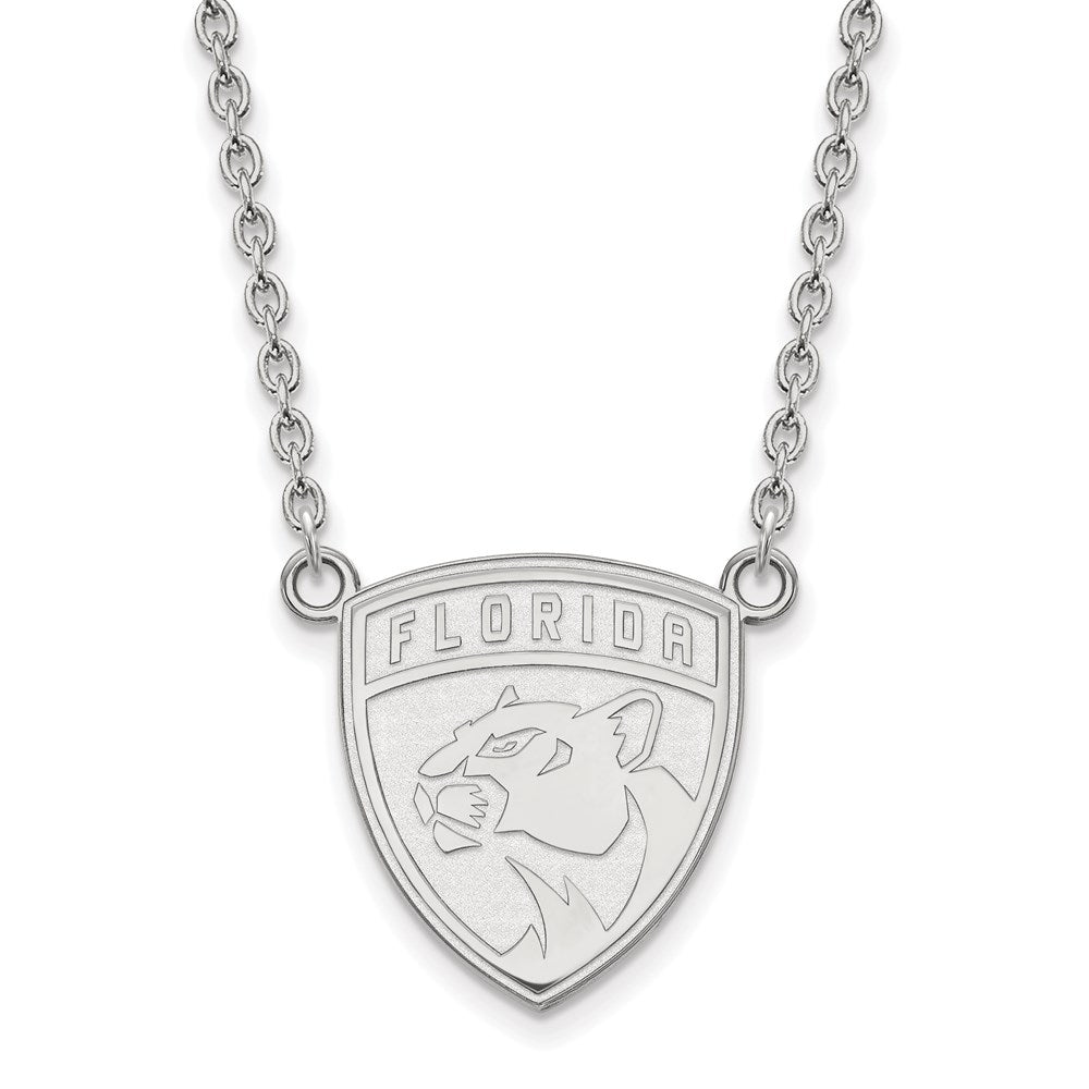 10k White Gold NHL Florida Panthers Large Necklace, 18 Inch, Item N22331 by The Black Bow Jewelry Co.