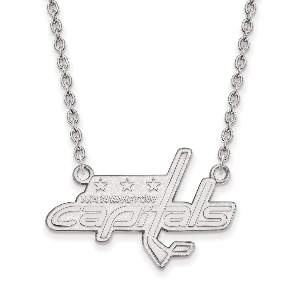 10k White Gold NHL Washington Capitals Large Necklace, 18 Inch, Item N22333 by The Black Bow Jewelry Co.