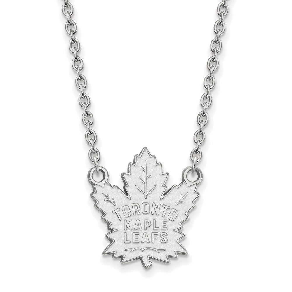 10k White Gold NHL Toronto Maple Leafs Large Necklace, 18 Inch, Item N22335 by The Black Bow Jewelry Co.