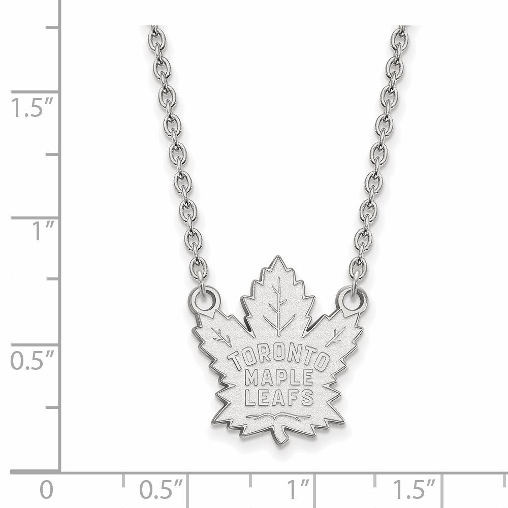 Alternate view of the 10k White Gold NHL Toronto Maple Leafs Large Necklace, 18 Inch by The Black Bow Jewelry Co.