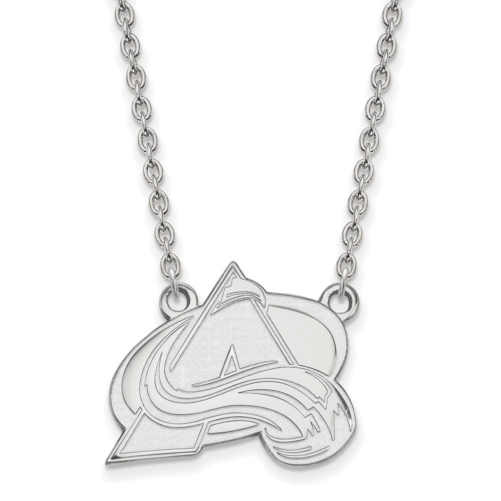 10k White Gold NHL Colorado Avalanche Large Necklace, 18 Inch, Item N22336 by The Black Bow Jewelry Co.