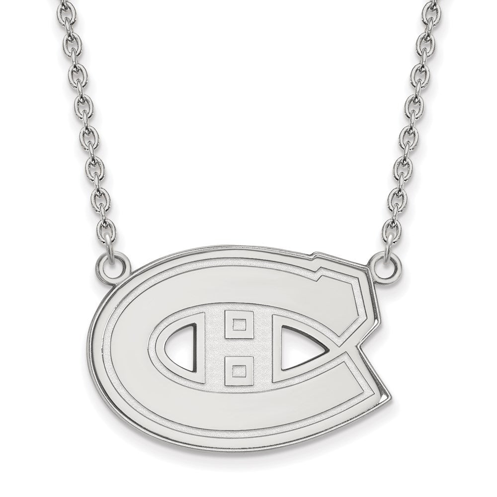 10k White Gold NHL Montreal Canadiens Large Necklace, 18 Inch, Item N22337 by The Black Bow Jewelry Co.