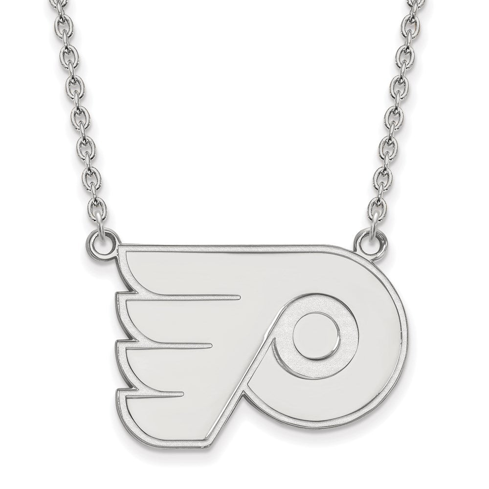 10k White Gold NHL Philadelphia Flyers Large Necklace, 18 Inch, Item N22339 by The Black Bow Jewelry Co.