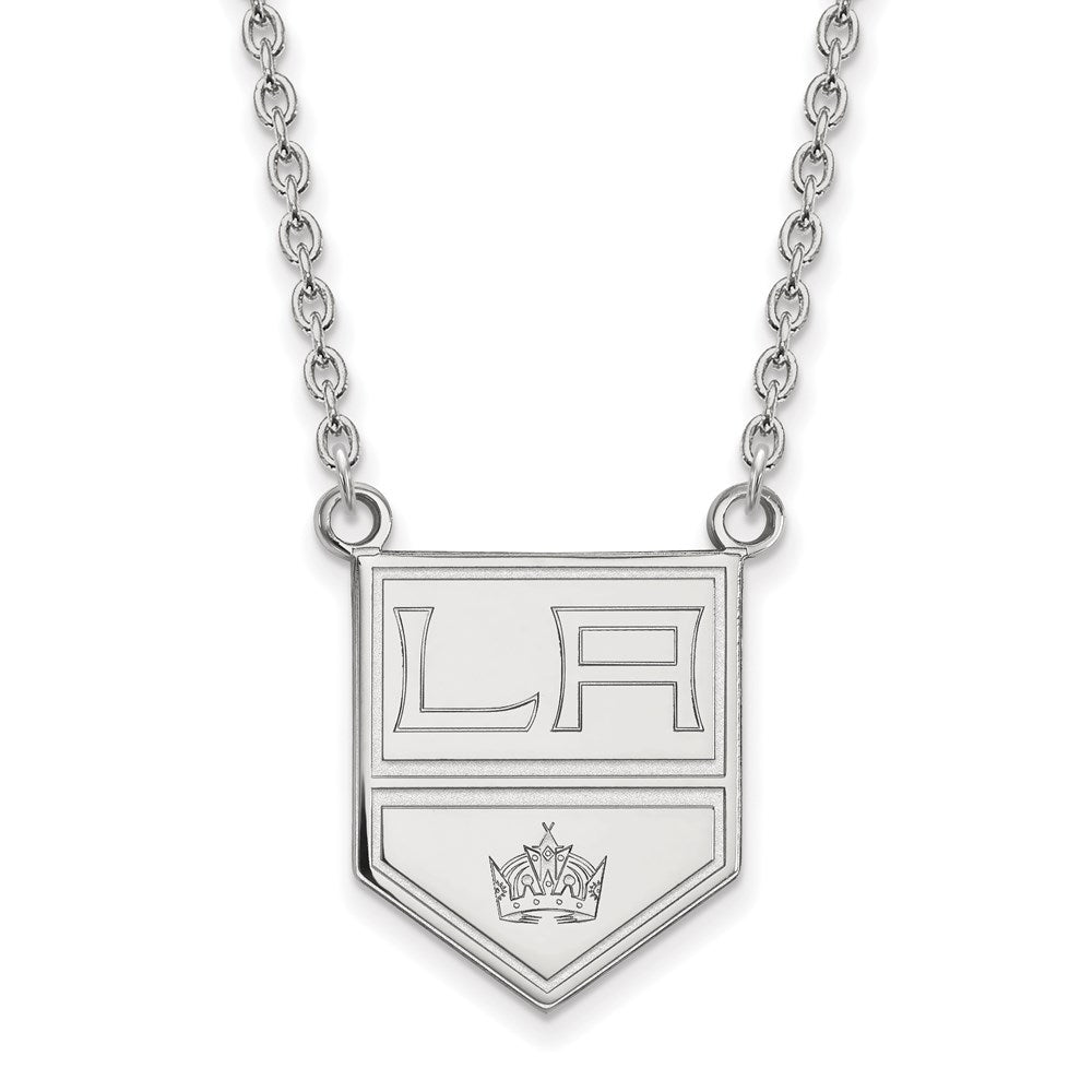 10k White Gold NHL Los Angeles Kings Large Necklace, 18 Inch, Item N22341 by The Black Bow Jewelry Co.