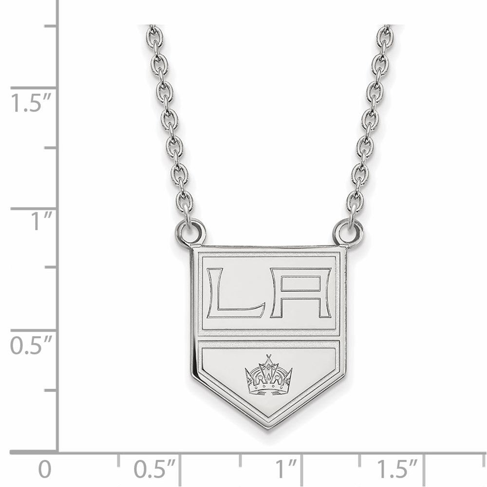 Alternate view of the 10k White Gold NHL Los Angeles Kings Large Necklace, 18 Inch by The Black Bow Jewelry Co.