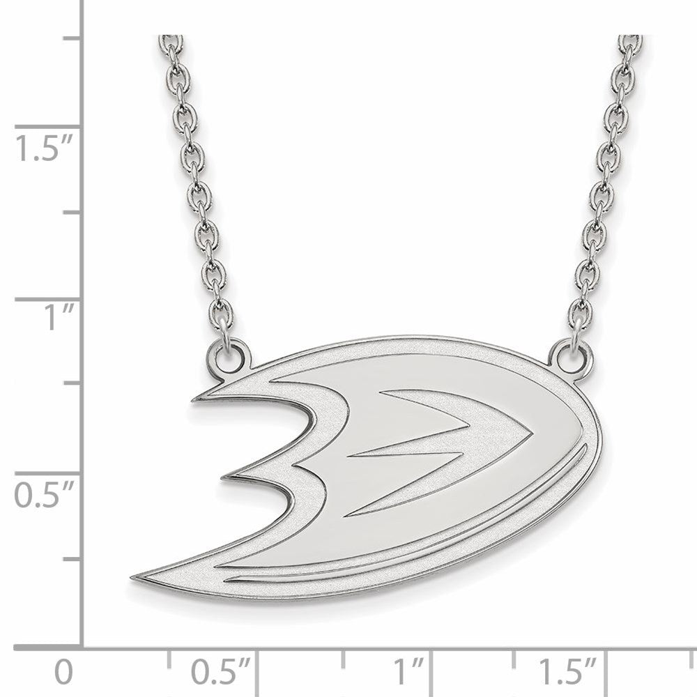 Alternate view of the 10k White Gold NHL Anaheim Ducks Large Necklace, 18 Inch by The Black Bow Jewelry Co.