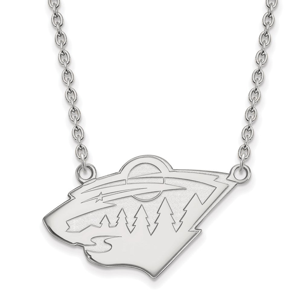 10k White Gold NHL Minnesota Wild Large Necklace, 18 Inch, Item N22345 by The Black Bow Jewelry Co.