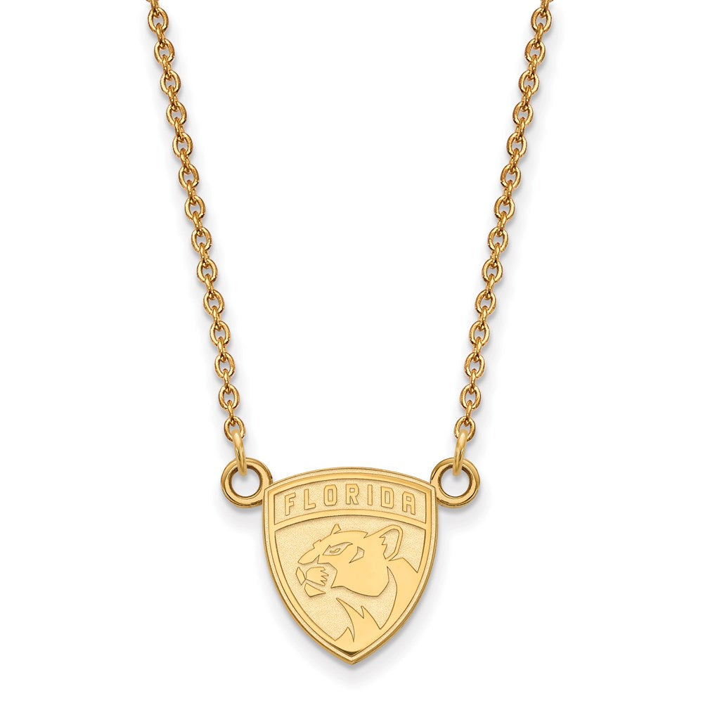 10k Yellow Gold NHL Florida Panthers Small Necklace, 18 Inch, Item N22355 by The Black Bow Jewelry Co.