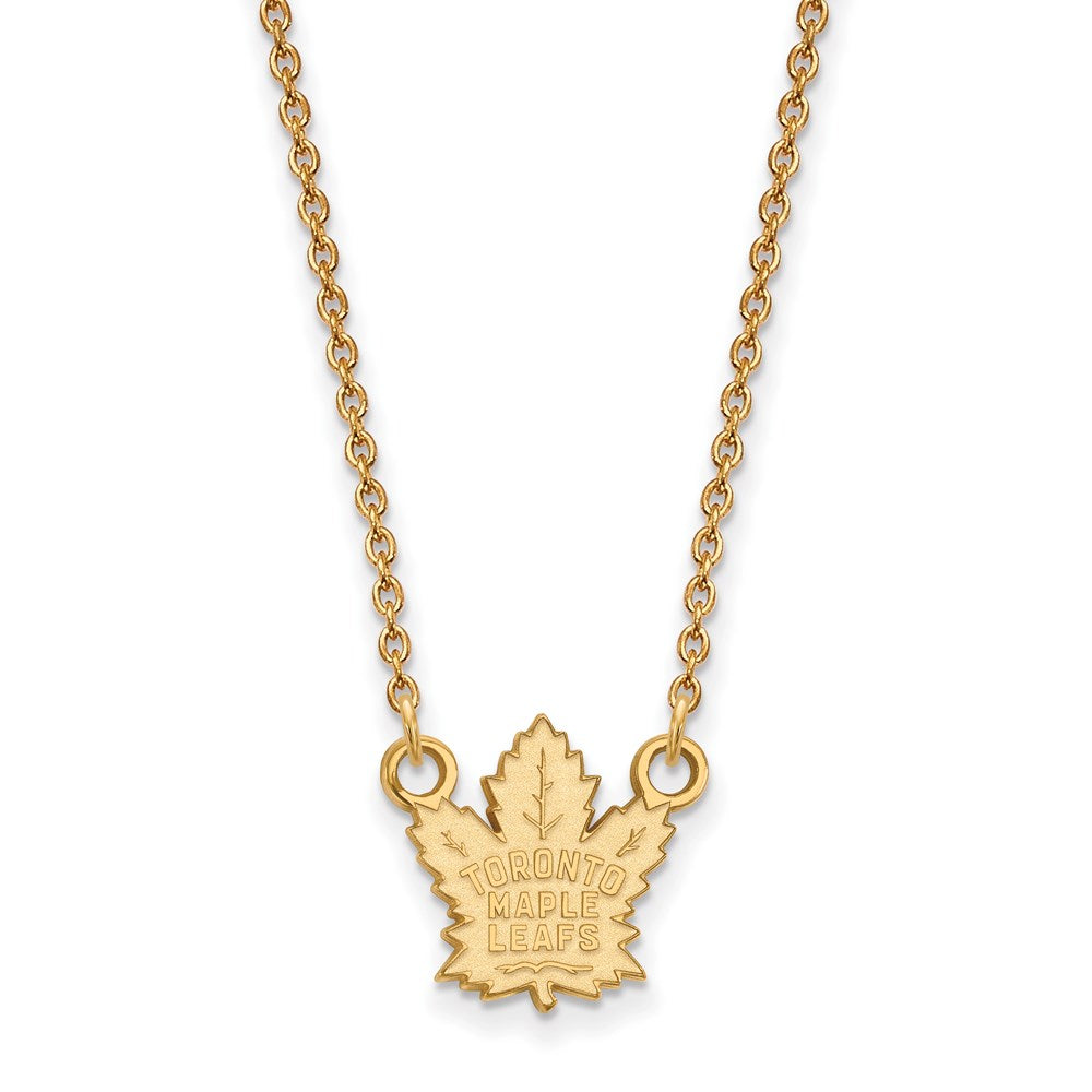 10k Yellow Gold NHL Toronto Maple Leafs Small Necklace, 18 Inch, Item N22359 by The Black Bow Jewelry Co.