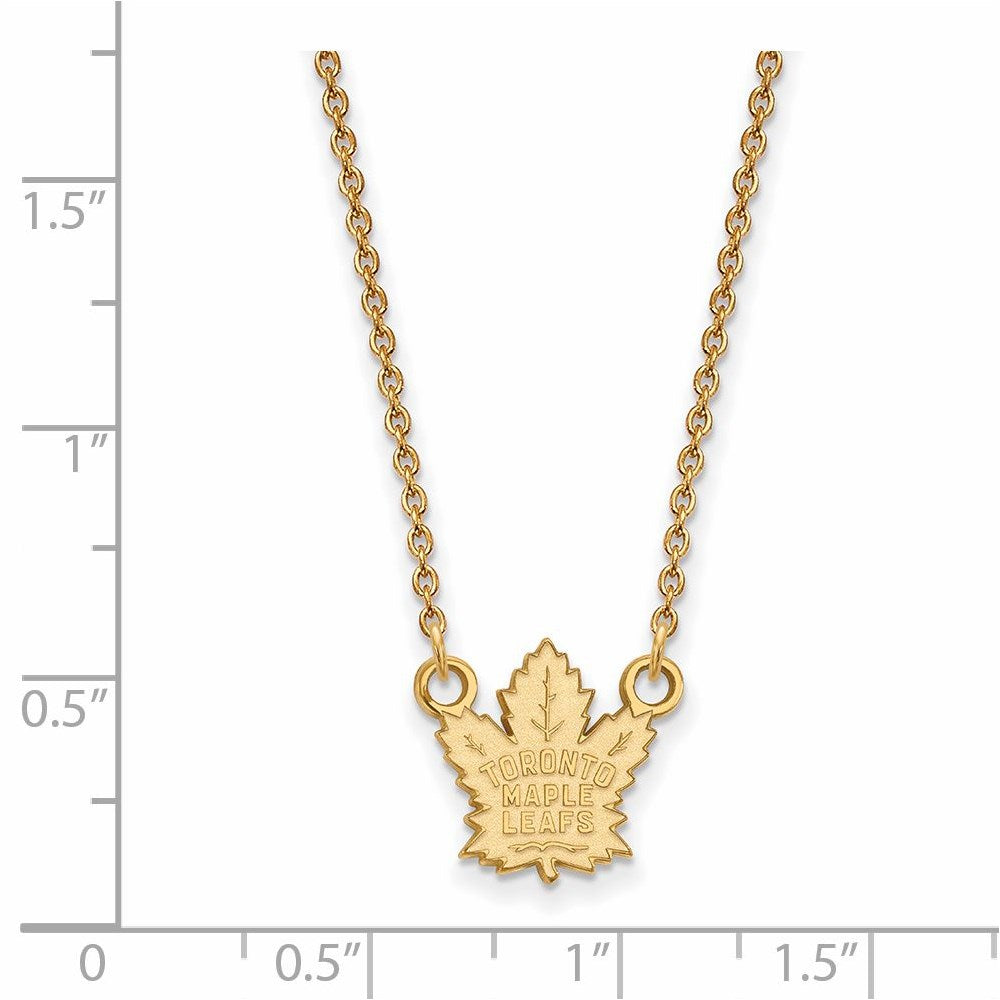 Alternate view of the 10k Yellow Gold NHL Toronto Maple Leafs Small Necklace, 18 Inch by The Black Bow Jewelry Co.